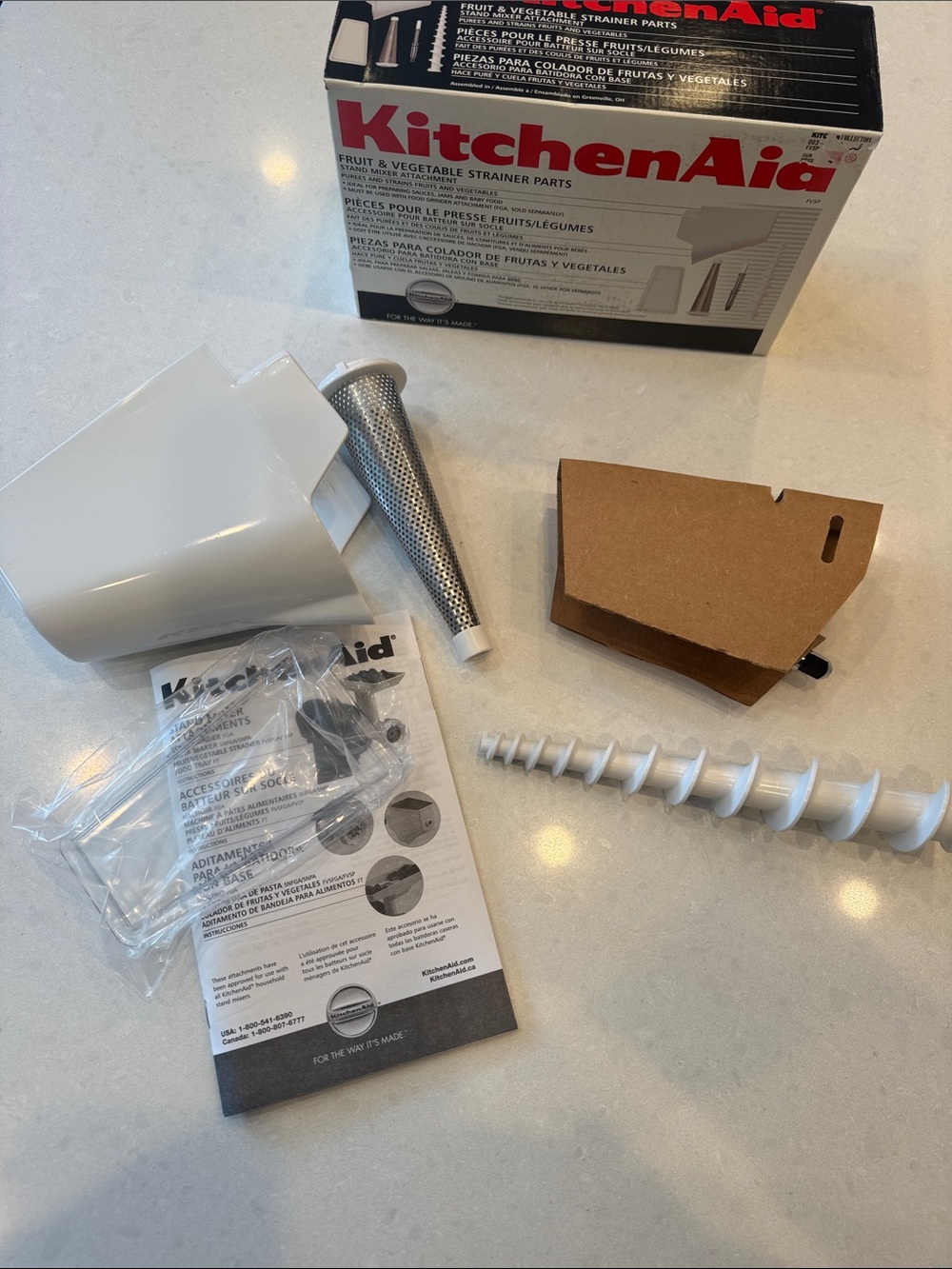 KitchenAid White and Silver Fruit & Vegetable Strainer Parts Kit
